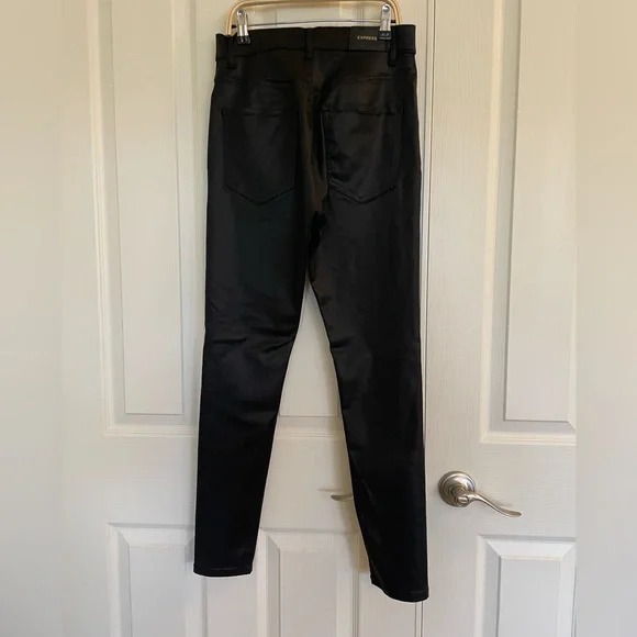 EXPRESS High Waisted Black Coated Skinny Jeans - Picture 6 of 7